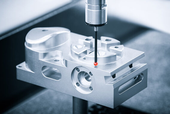 A titanium component being milled during the manufacturing process.
