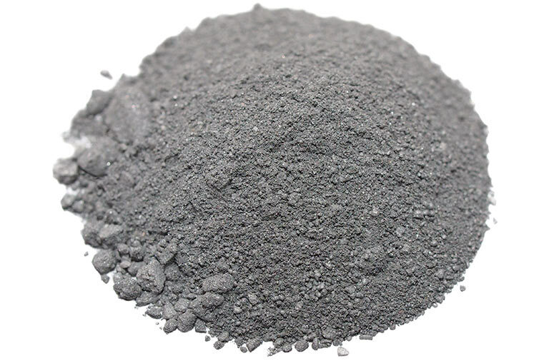 A pile of titanium powder on a white background.